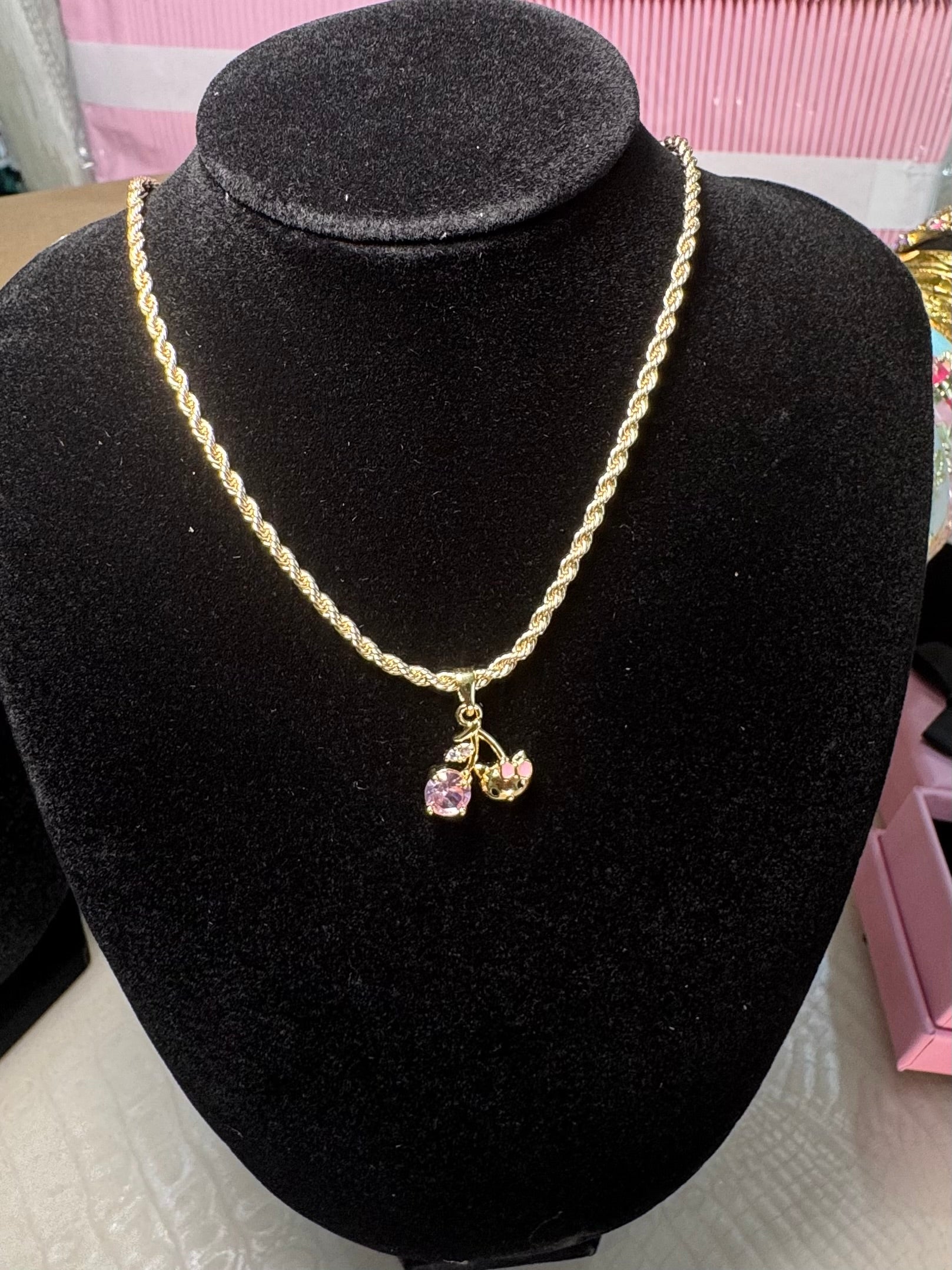 HK PINK CHERRY NECKLACE